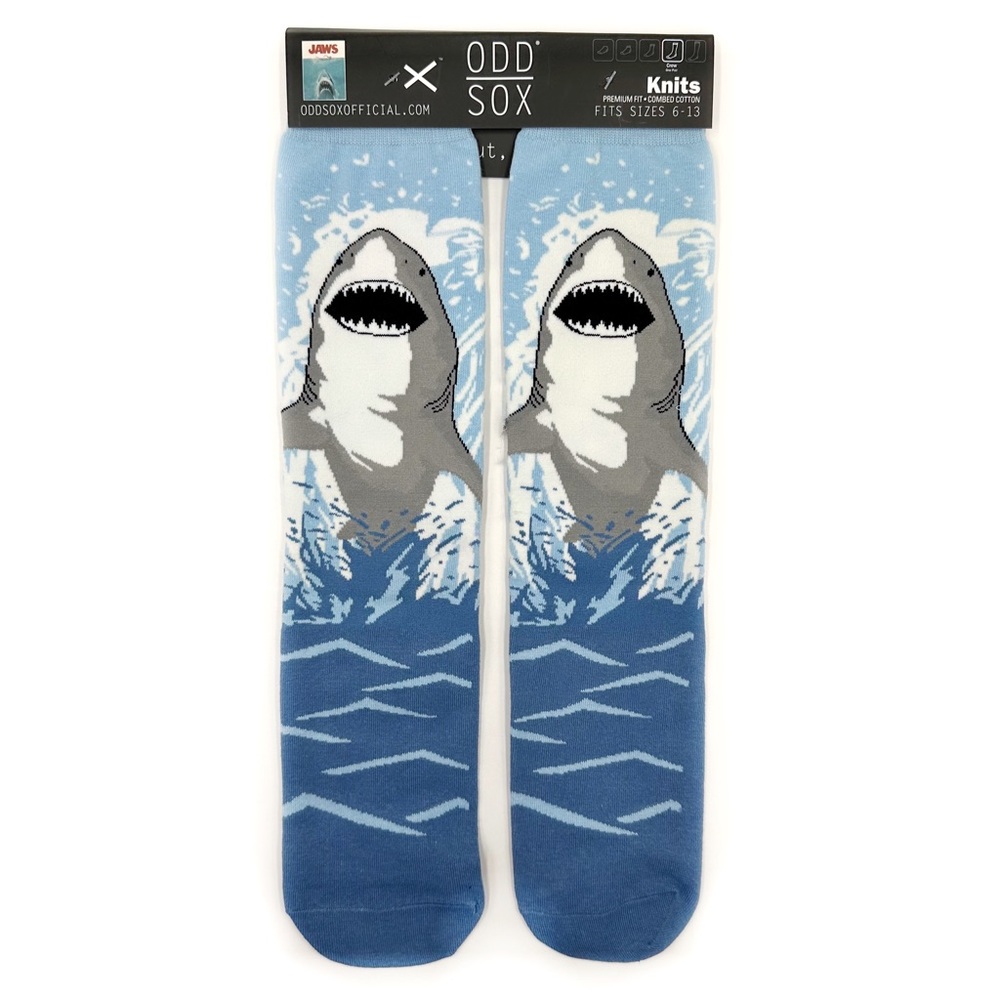Odd Sox Jaws Movie Crew Socks Mens Womens Blue Crew Socks Film Fun Novelty Gift